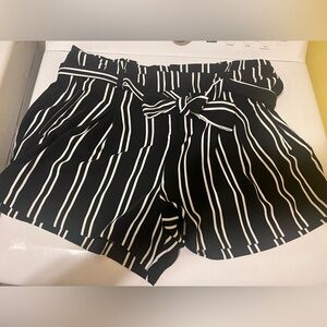 Torrid Black and White High Waist Striped Shorts